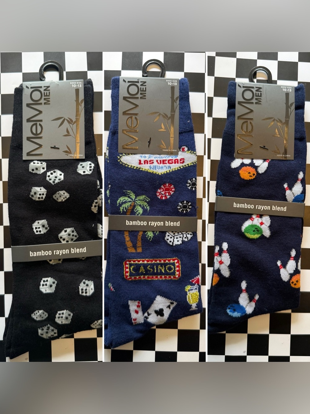 MeMoi Men Casino & Las Vegas Novelty Socks - Navy